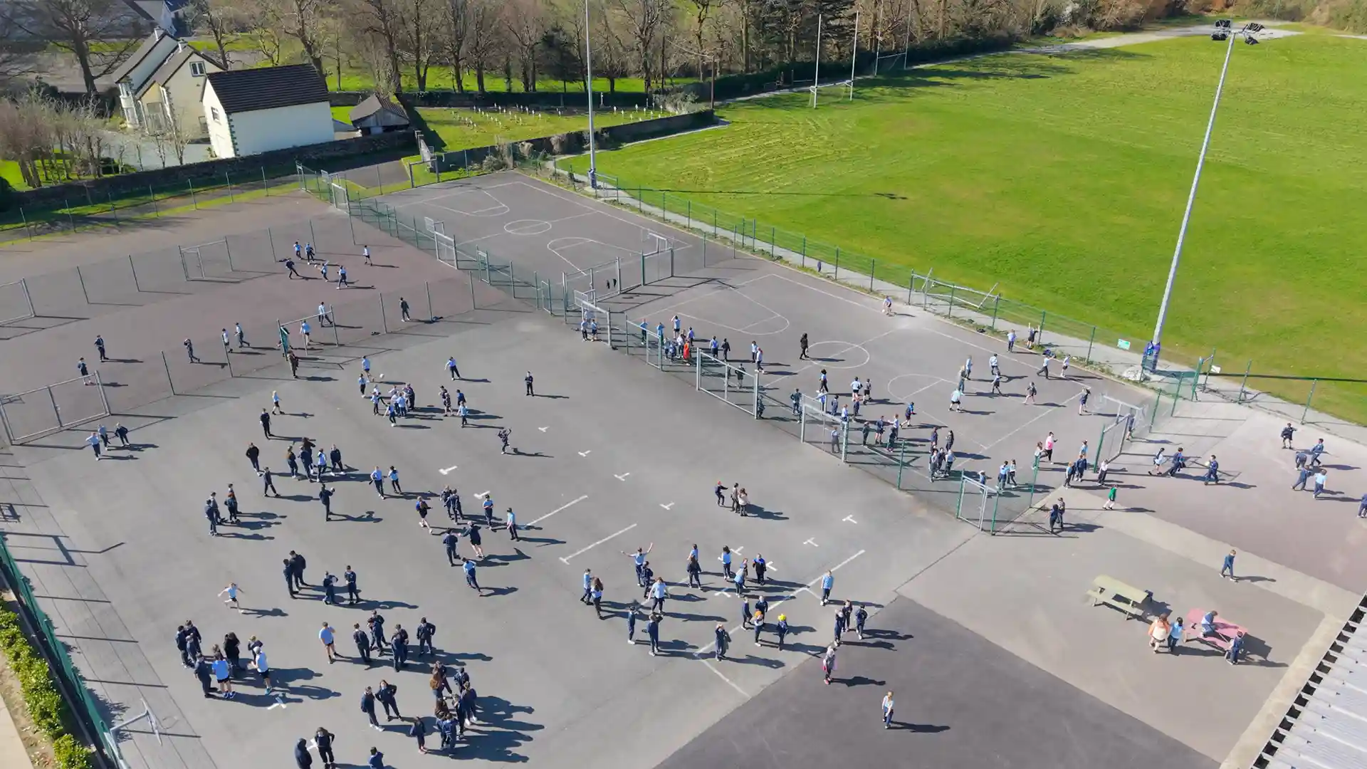 Overhead photo of play area at St. John's National School, Kenmare
